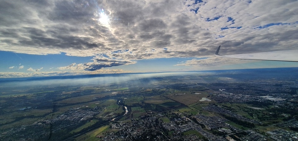 Aerial view of Camden from a glider in flight